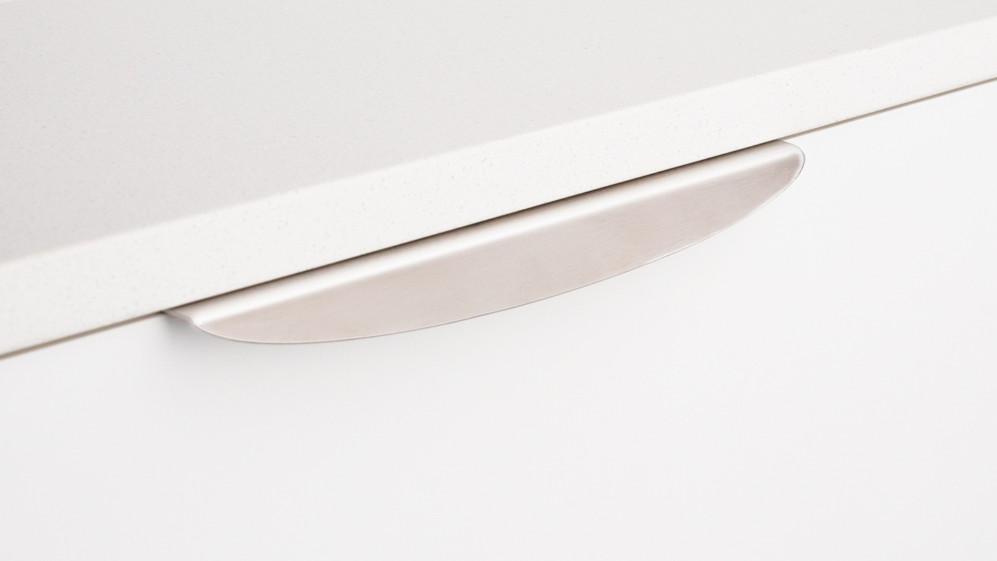 DL360 curved edge pull / lip pull for Kitchen handle, cabinet handle, bathroom handle, cabinet hardware. colours Satin Stainless (SS) mm, size overall 32,96,224 mm hole centre distance 16,64,192 mm