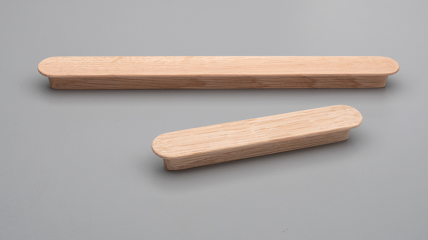 L7864 timber slant handle curved for kitchen,bedroom,furniture colours Black (BK),Oak (OAK),Walnut (WN) 